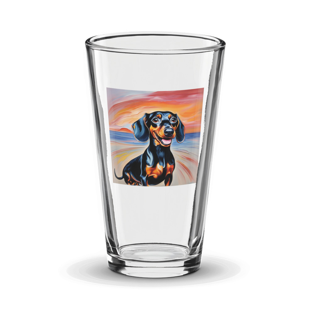 PugMug Custom Black Dachshund Glass Tumbler