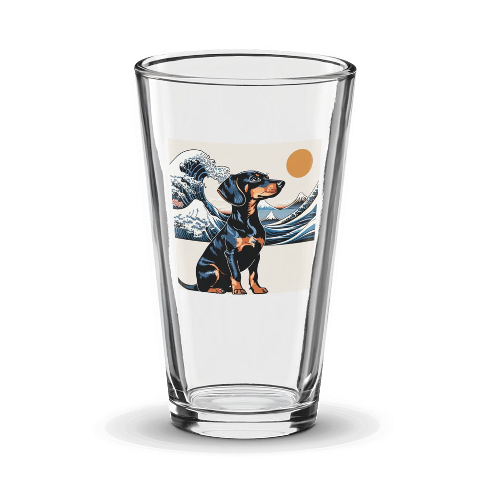 PugMug Custom Black Dachshund Glass Tumbler