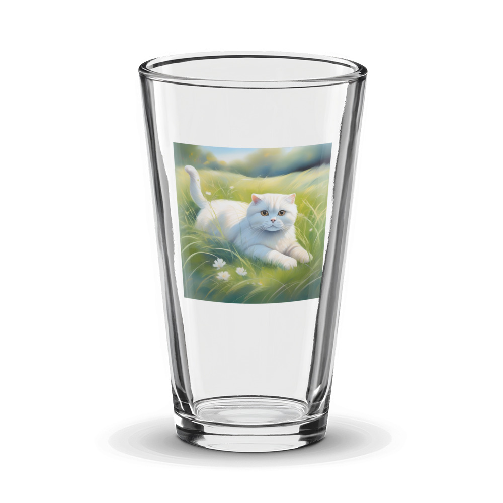 PugMug Custom White Scottish Fold Cat Glass Tumbler