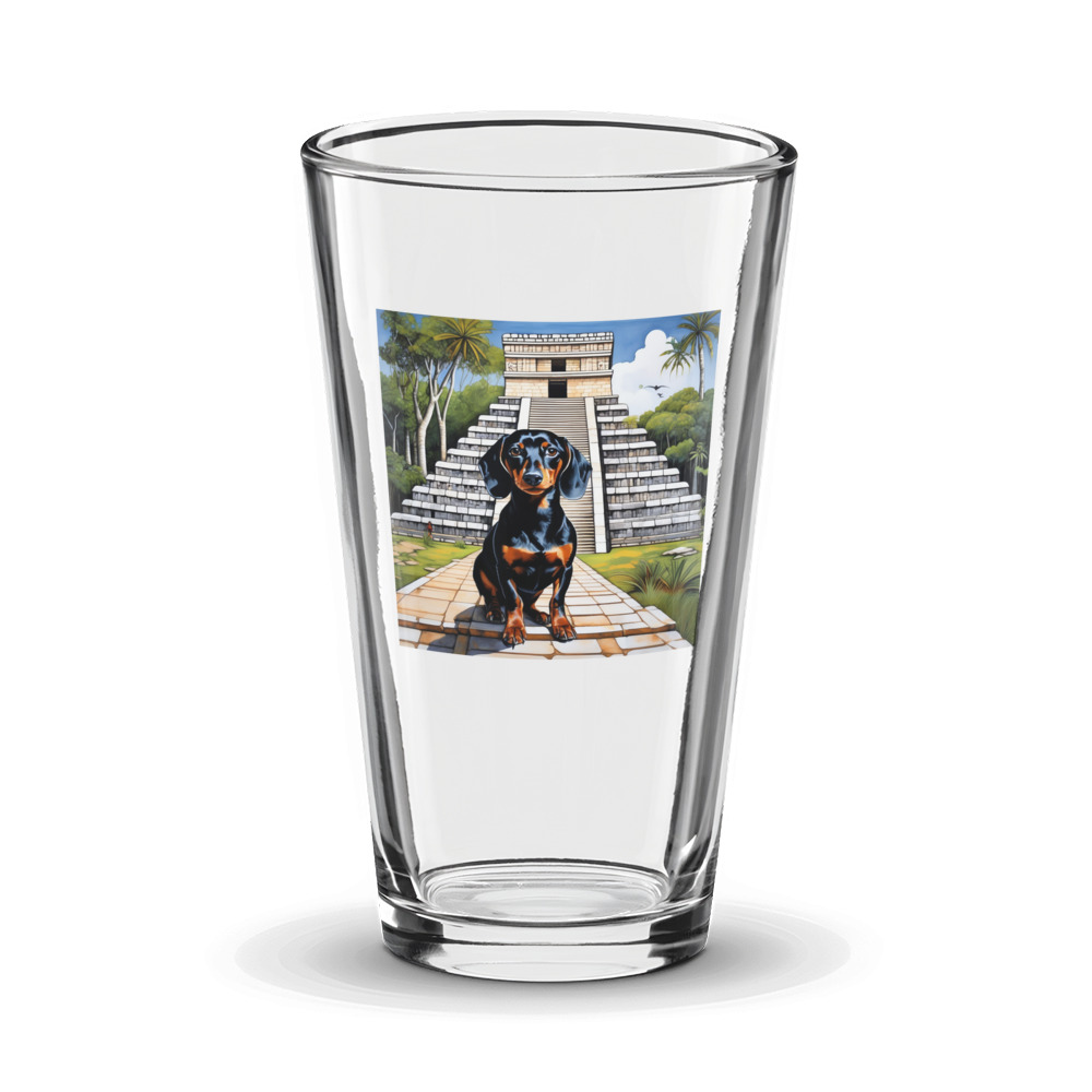 PugMug Custom Black Dachshund Glass Tumbler