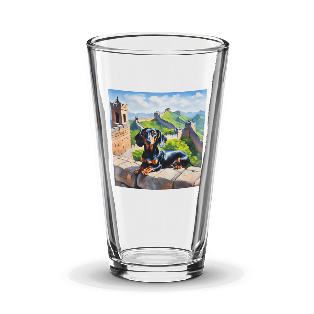 PugMug Custom Black Dachshund Glass Tumbler