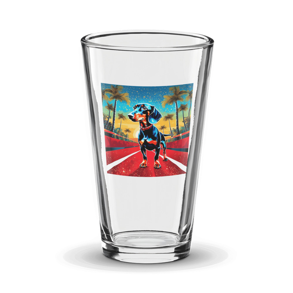 PugMug Custom Black Dachshund Glass Tumbler
