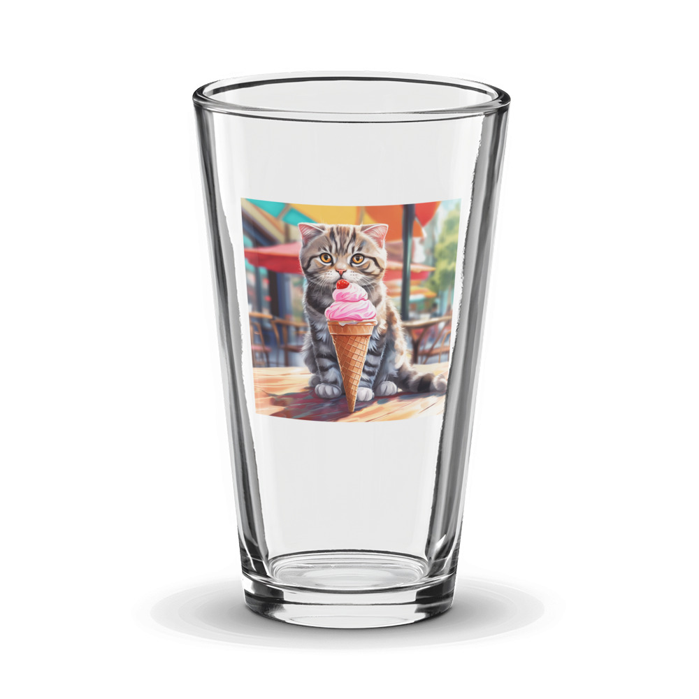 PugMug Custom Tabby Scottish Fold Cat Glass Tumbler