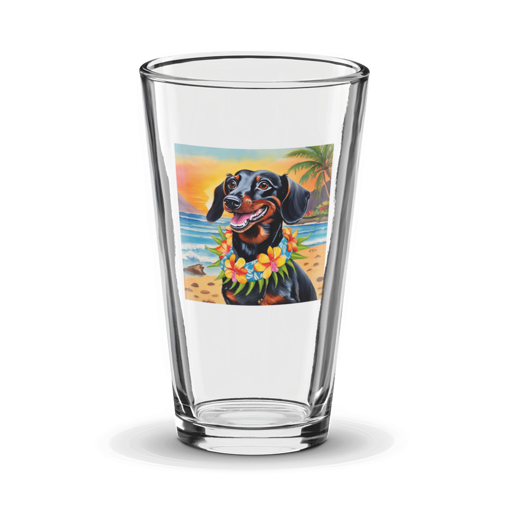 PugMug Custom Black Dachshund Glass Tumbler