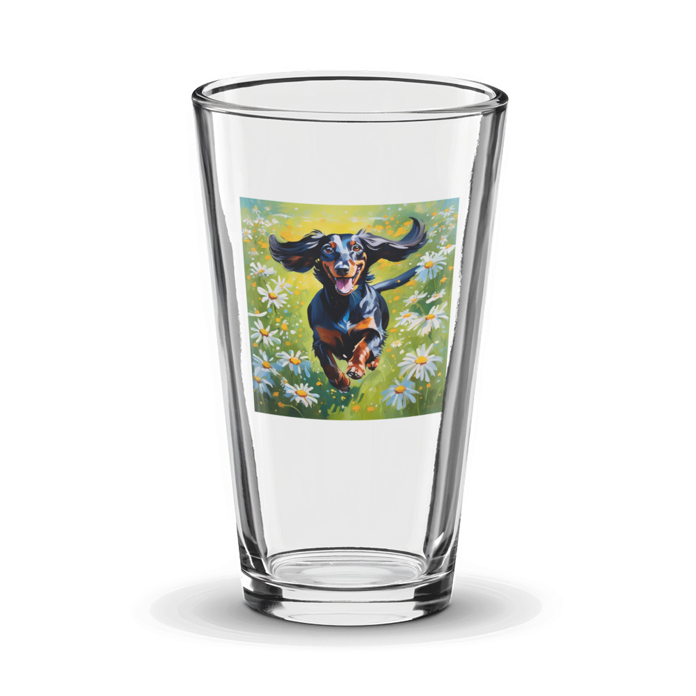 PugMug Custom Black Dachshund Glass Tumbler