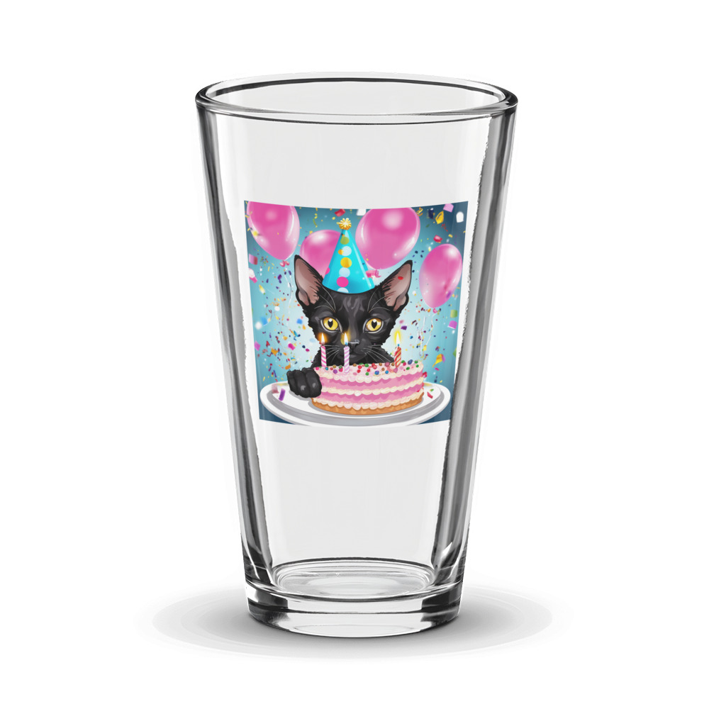 PugMug Custom Black Devon Rex Cat Glass Tumbler