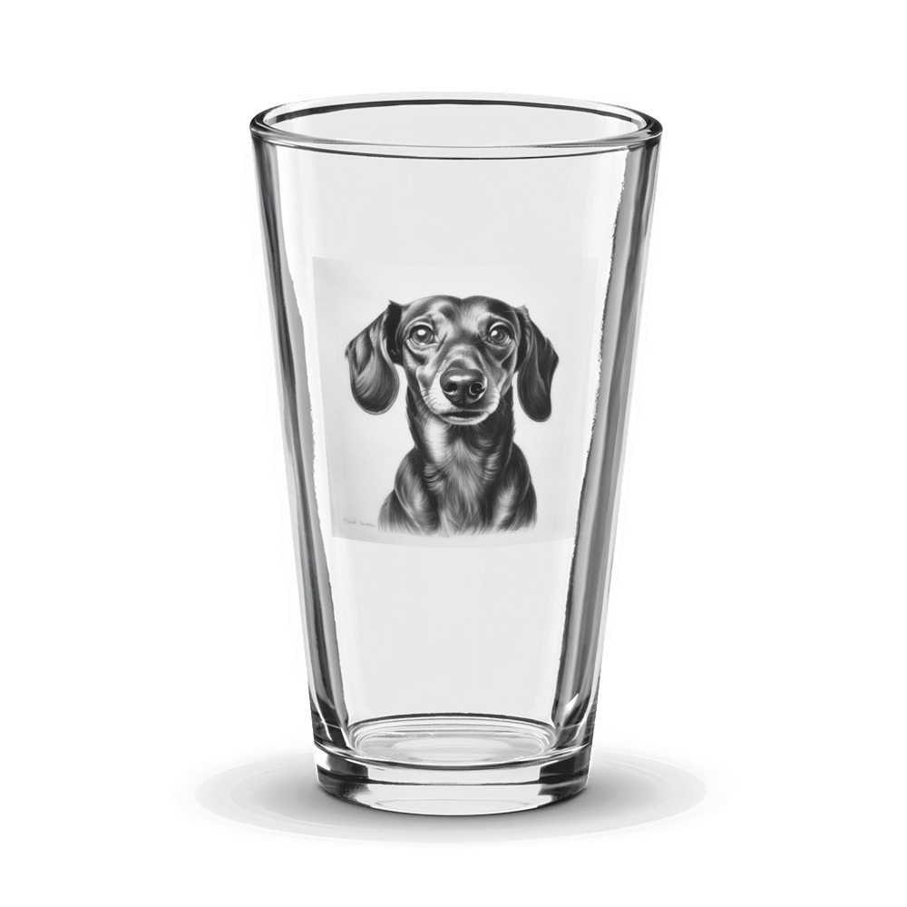 PugMug Custom Black Dachshund Glass Tumbler