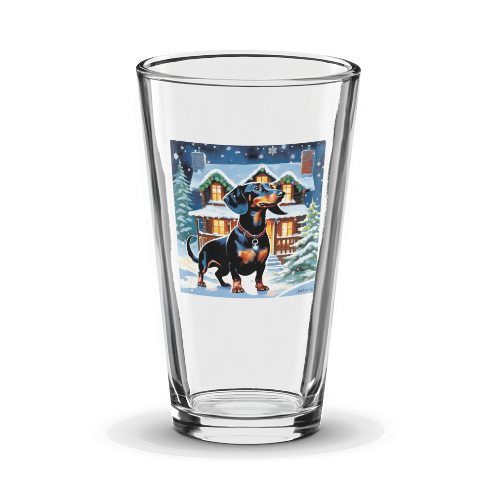 PugMug Custom Black Dachshund Glass Tumbler