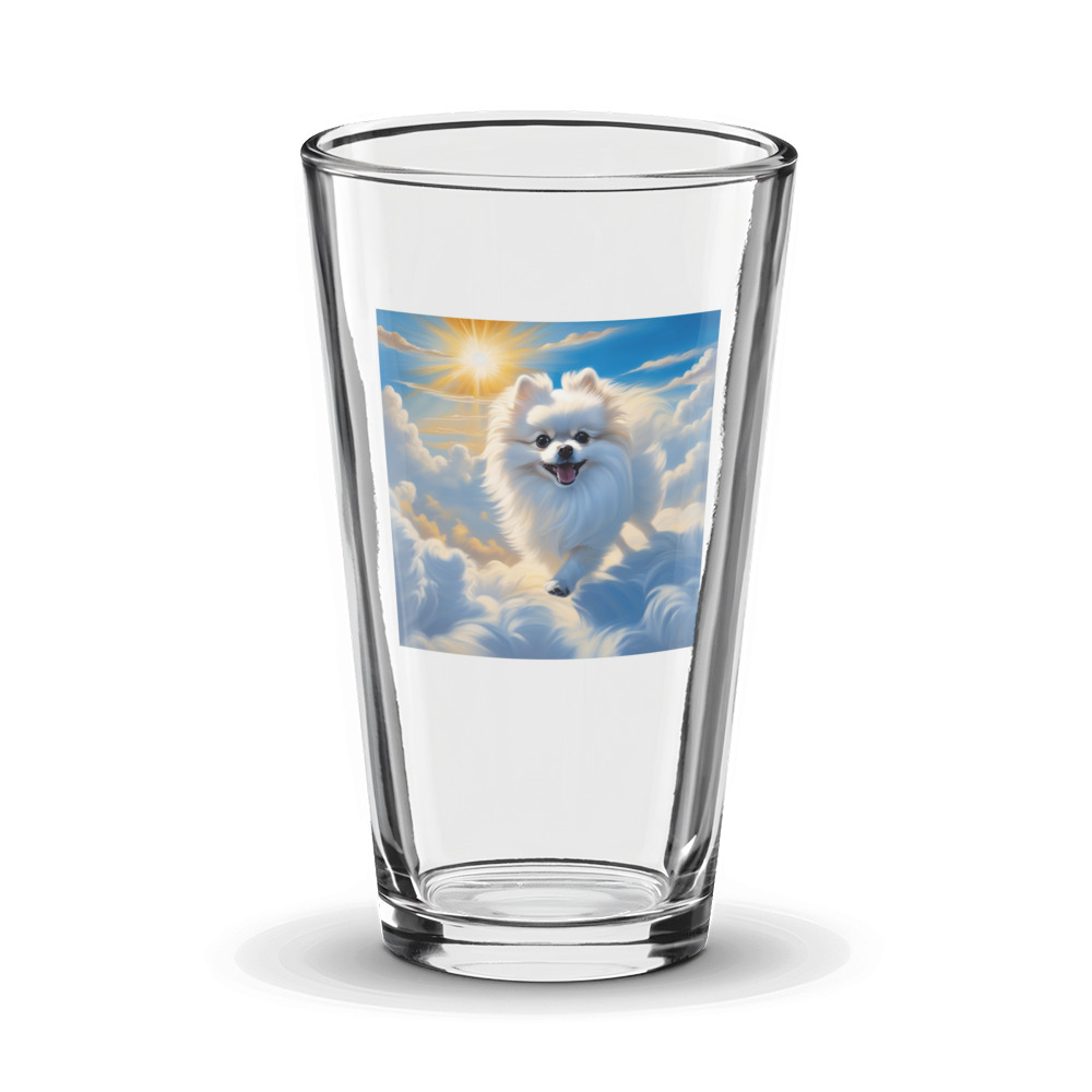 PugMug Custom White Pomeranian Glass Tumbler