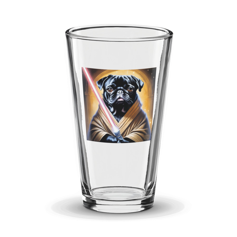 PugMug Custom Black Pug Glass Tumbler