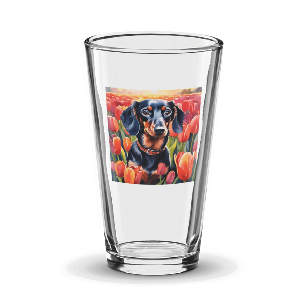 PugMug Custom Black Dachshund Glass Tumbler