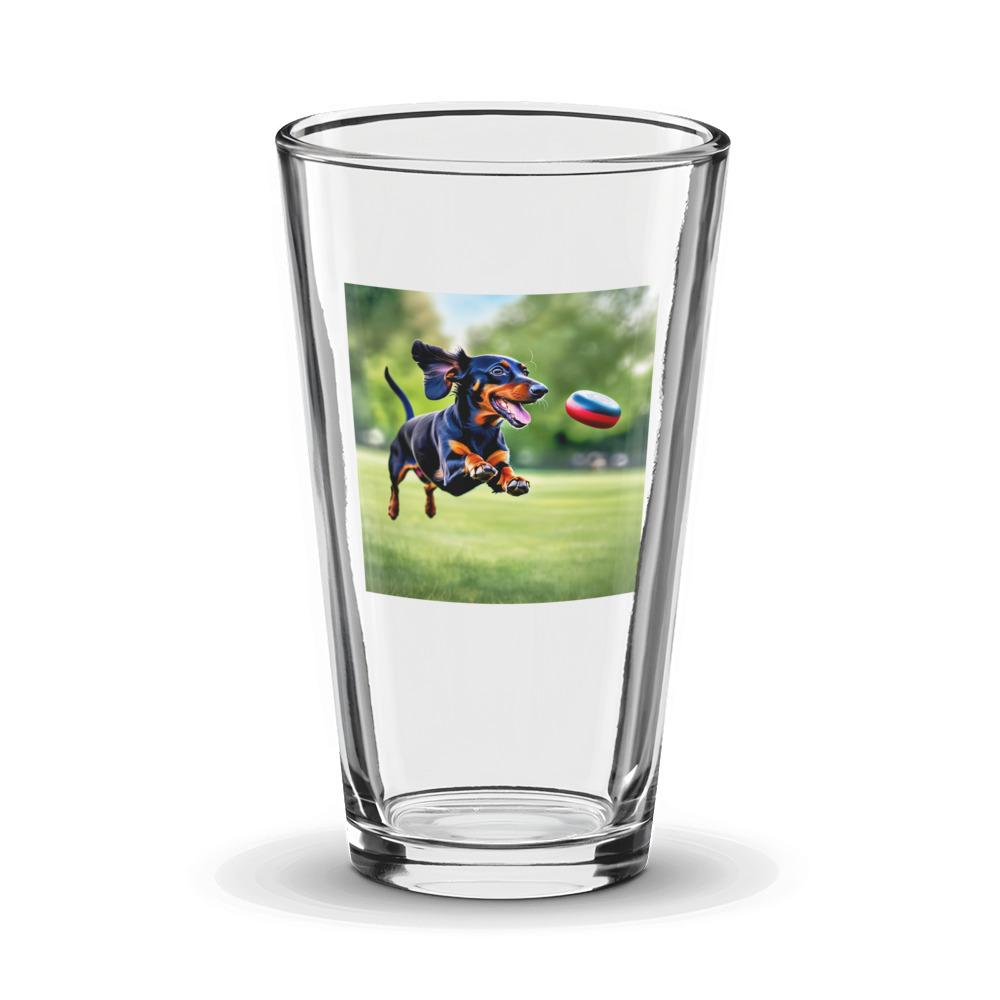 PugMug Custom Black Dachshund Glass Tumbler