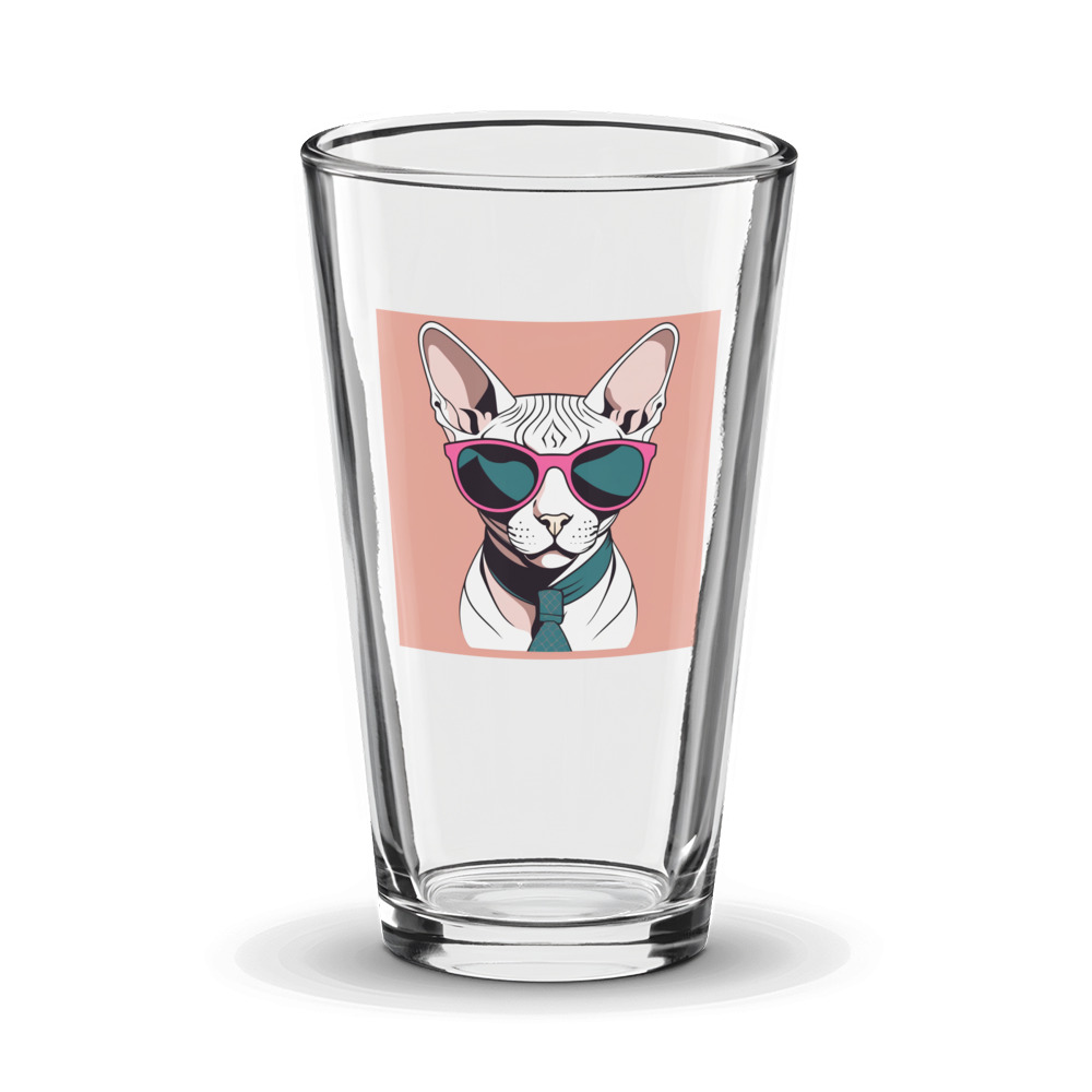 PugMug Custom White Sphynx Cat Glass Tumbler