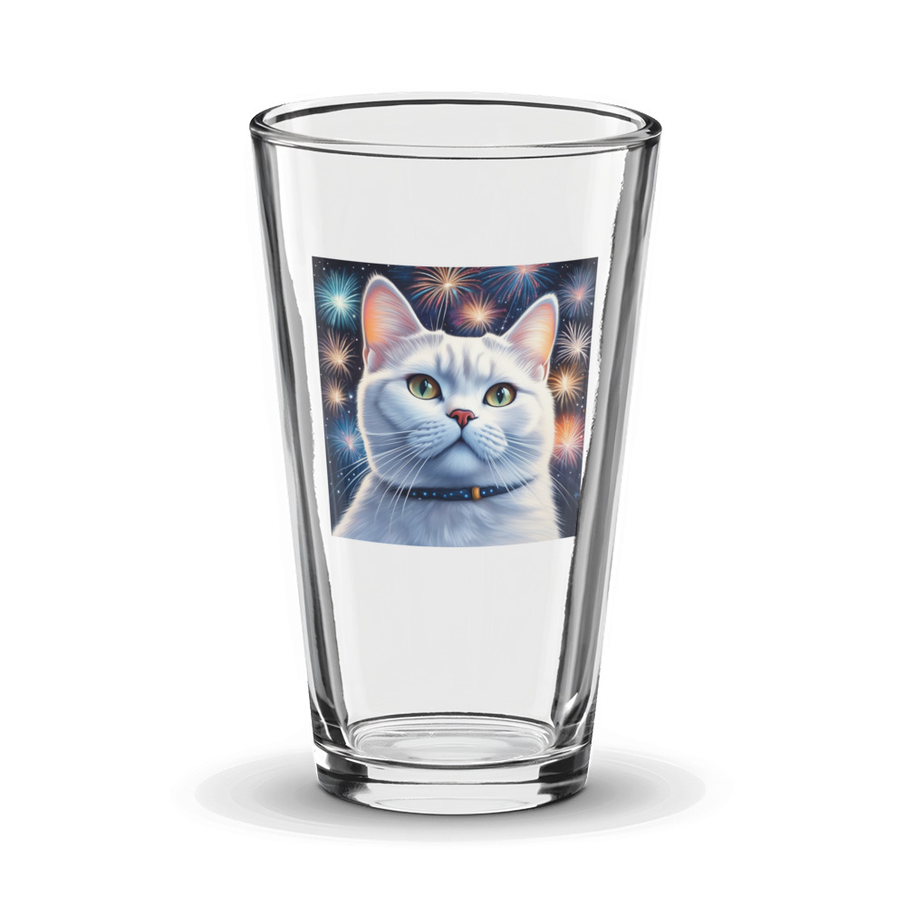 PugMug Custom White British Shorthair Cat Glass Tumbler