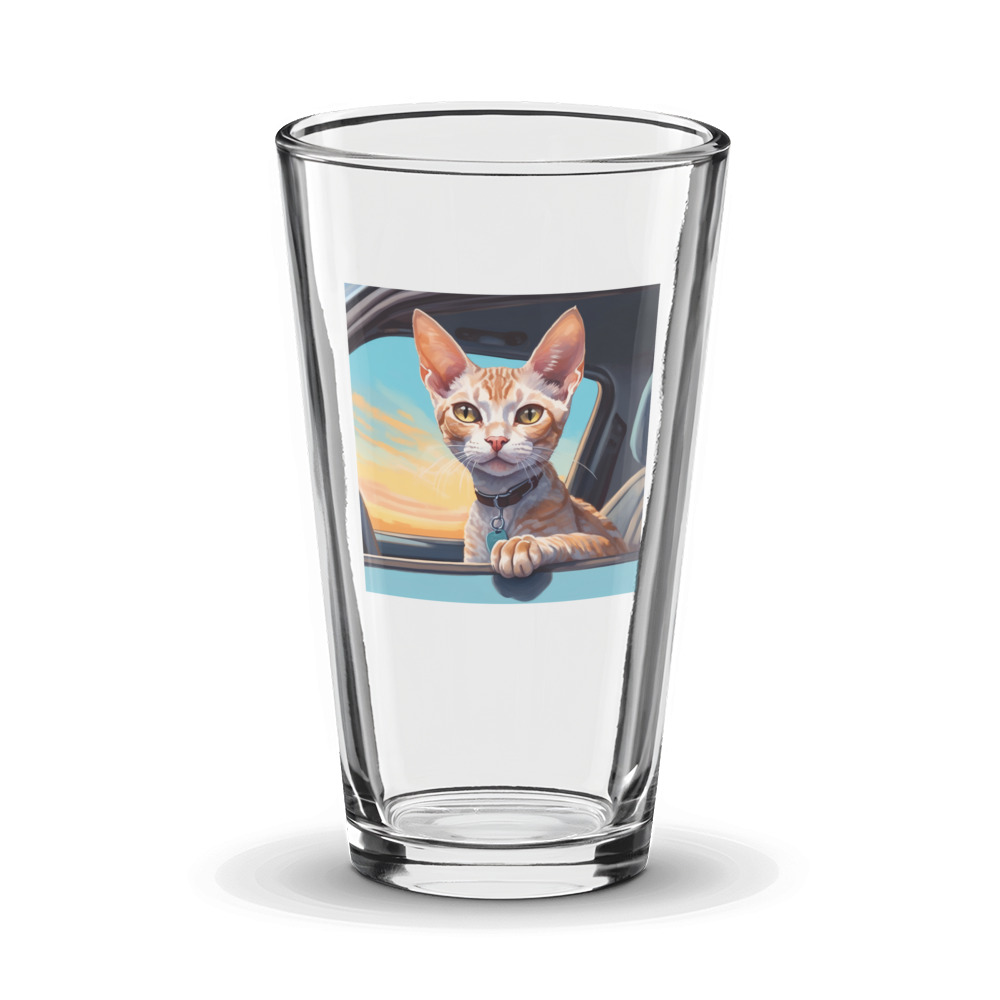 PugMug Custom Tabby Devon Rex Cat Glass Tumbler