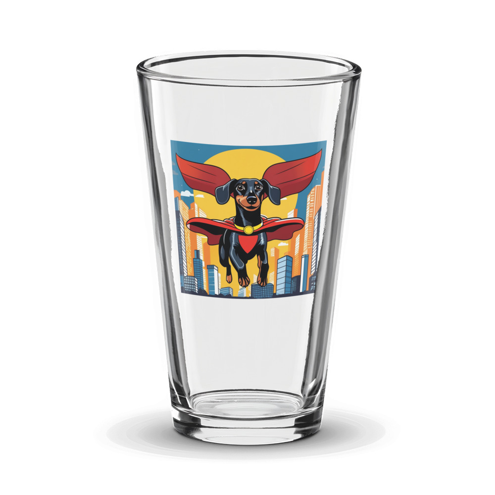 PugMug Custom Black Dachshund Glass Tumbler