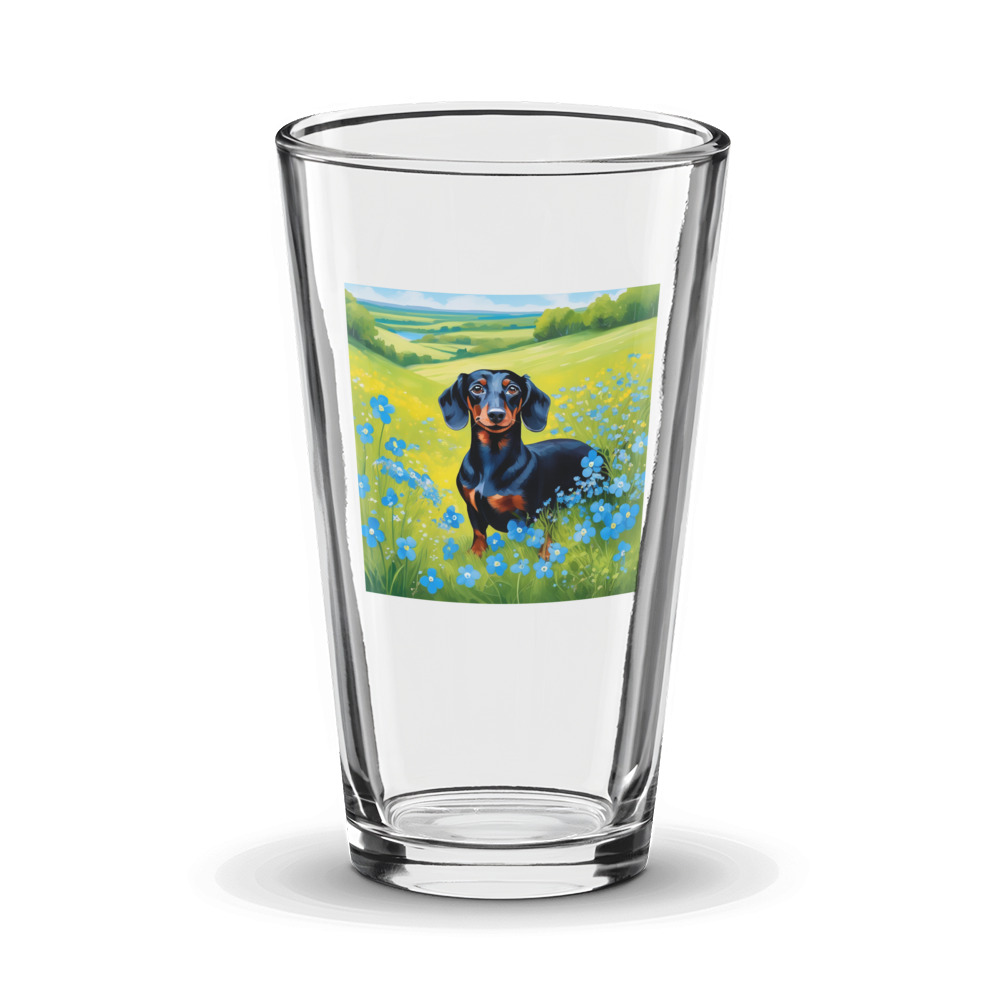 PugMug Custom Black Dachshund Glass Tumbler