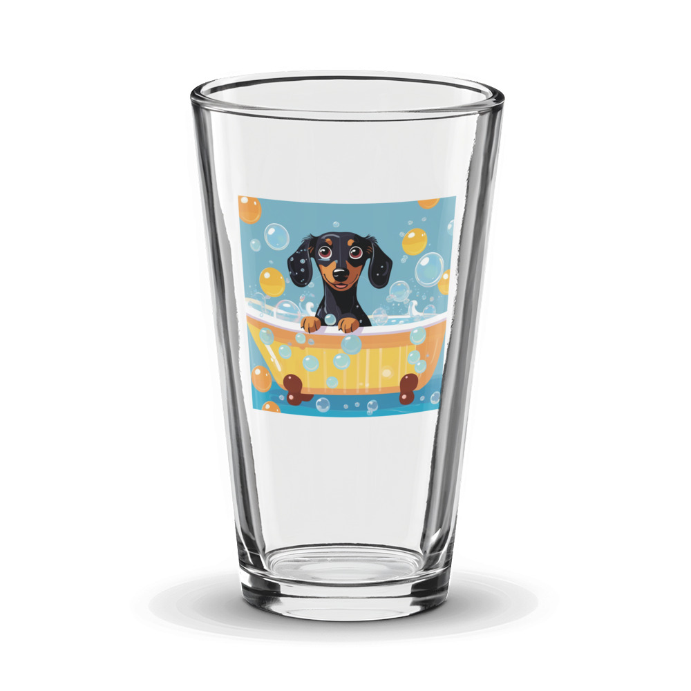 PugMug Custom Black Dachshund Glass Tumbler