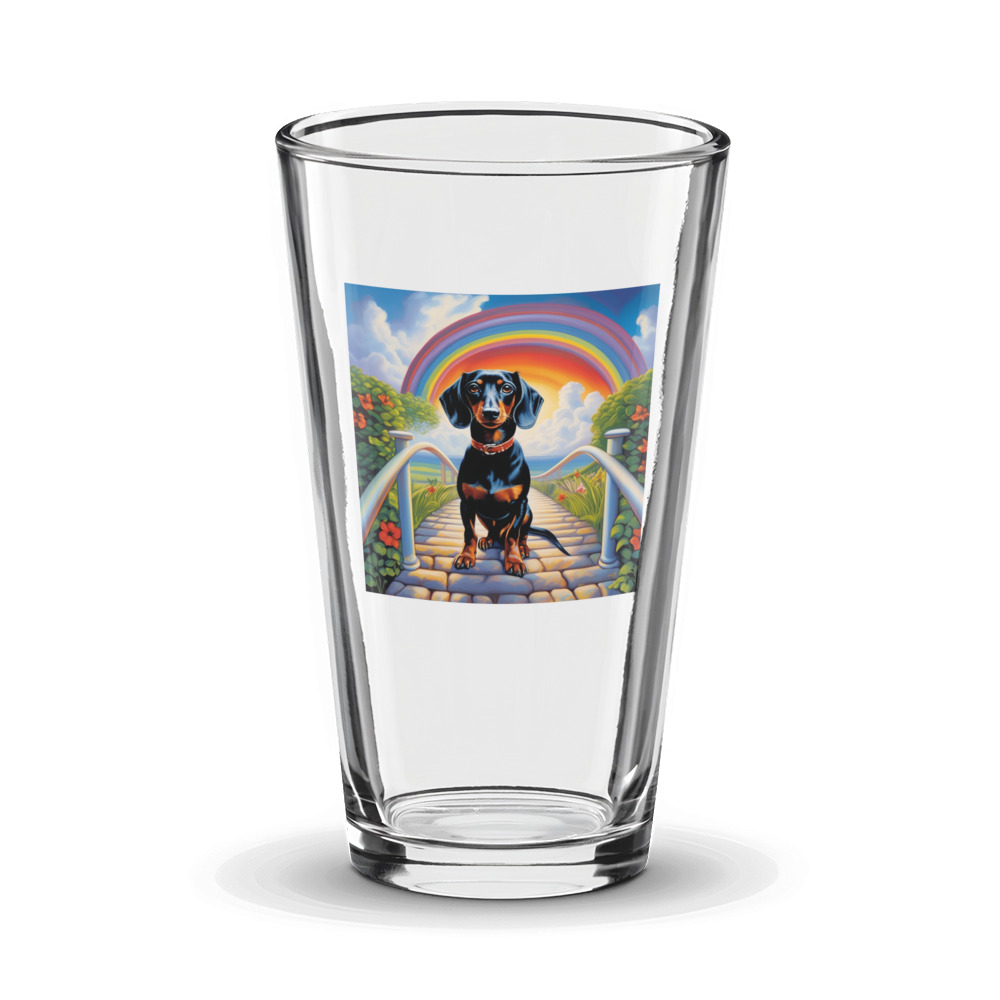 PugMug Custom Black Dachshund Glass Tumbler