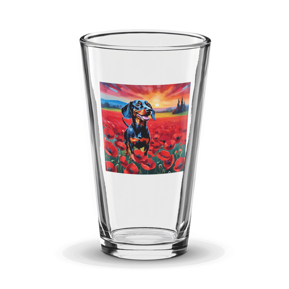 PugMug Custom Black Dachshund Glass Tumbler