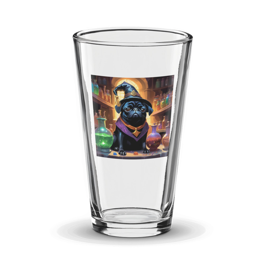 PugMug Custom Black Pug Glass Tumbler
