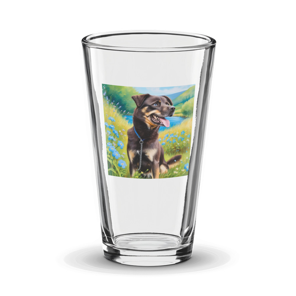 PugMug Custom Blue Glass Tumbler