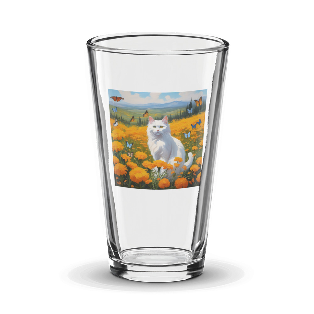 PugMug Custom White Companion Cat Glass Tumbler