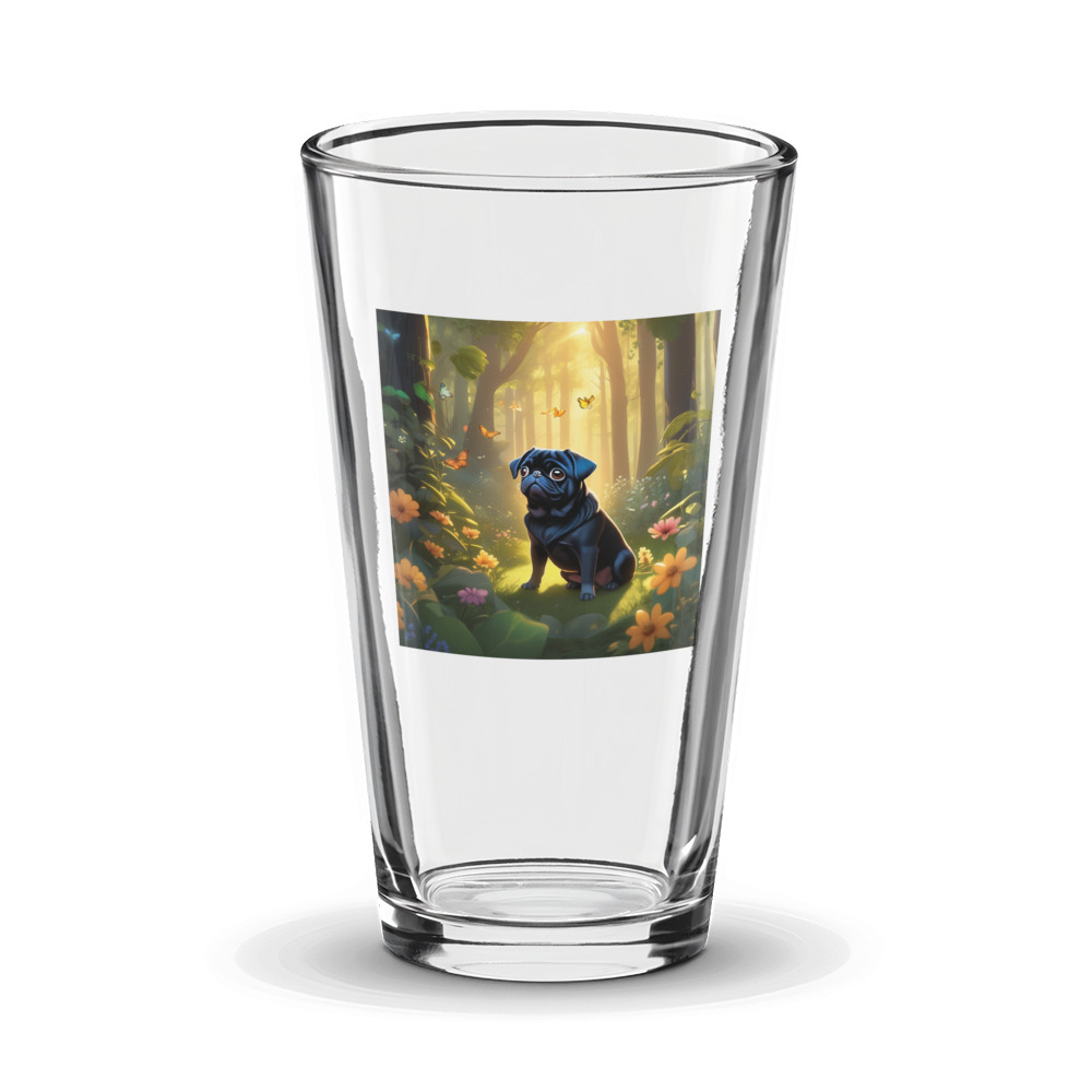 PugMug Custom Black Pug Glass Tumbler