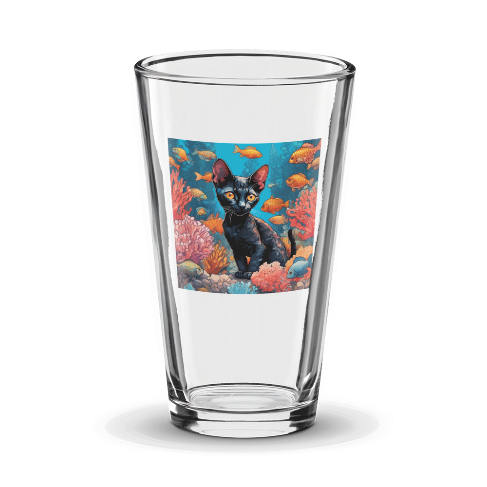 PugMug Custom Black Devon Rex Cat Glass Tumbler