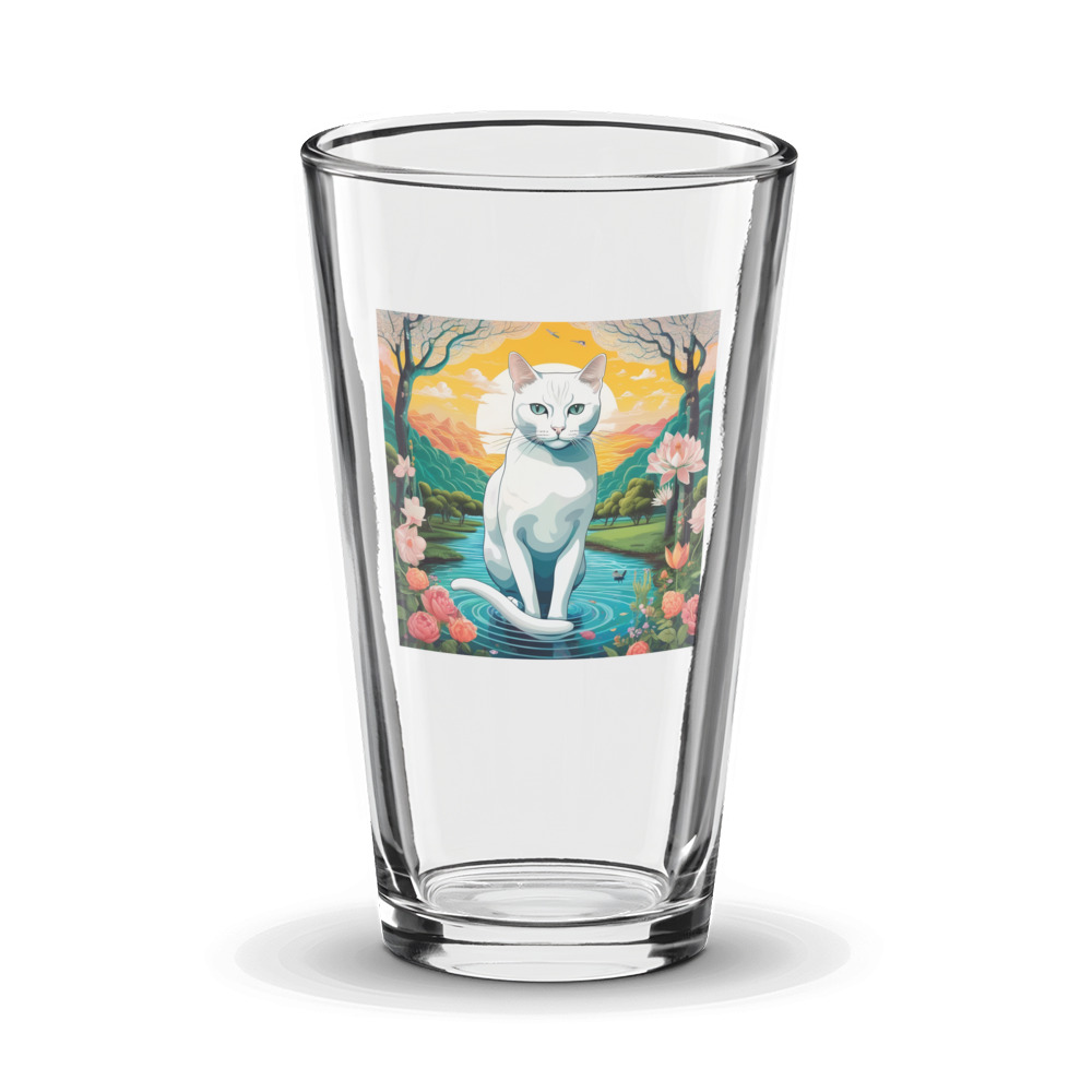 PugMug Custom White Companion Cat Glass Tumbler