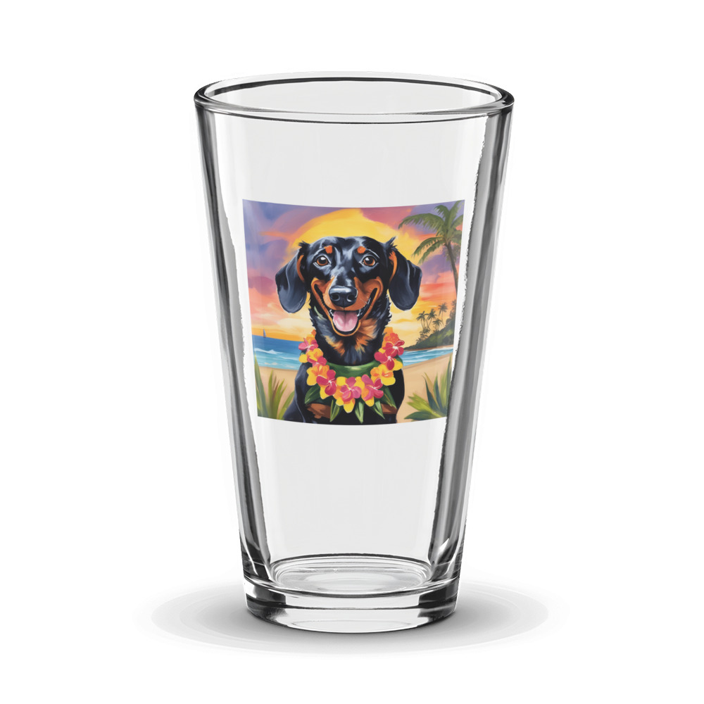 PugMug Custom Black Dachshund Glass Tumbler