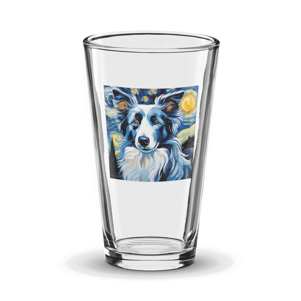 PugMug Custom Blue Merle Border Collie Glass Tumbler