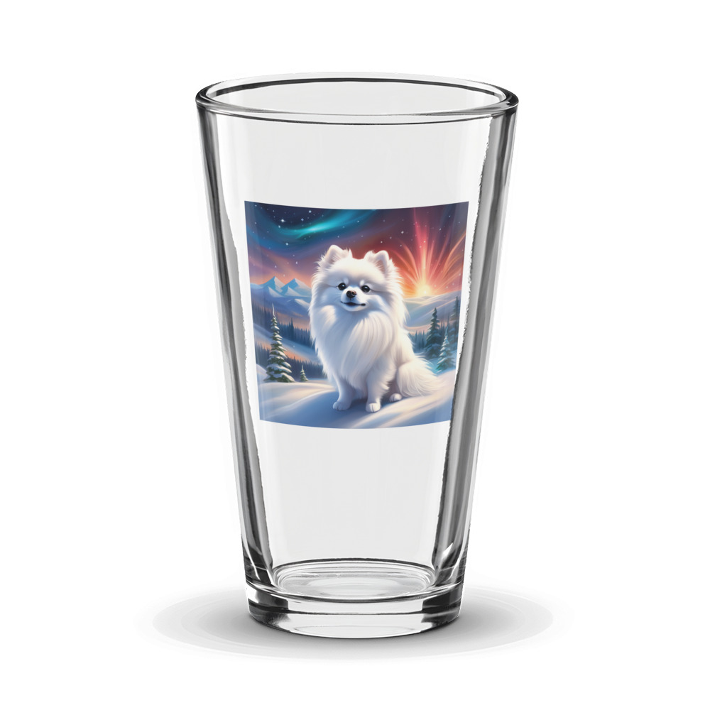 PugMug Custom White Pomeranian Glass Tumbler