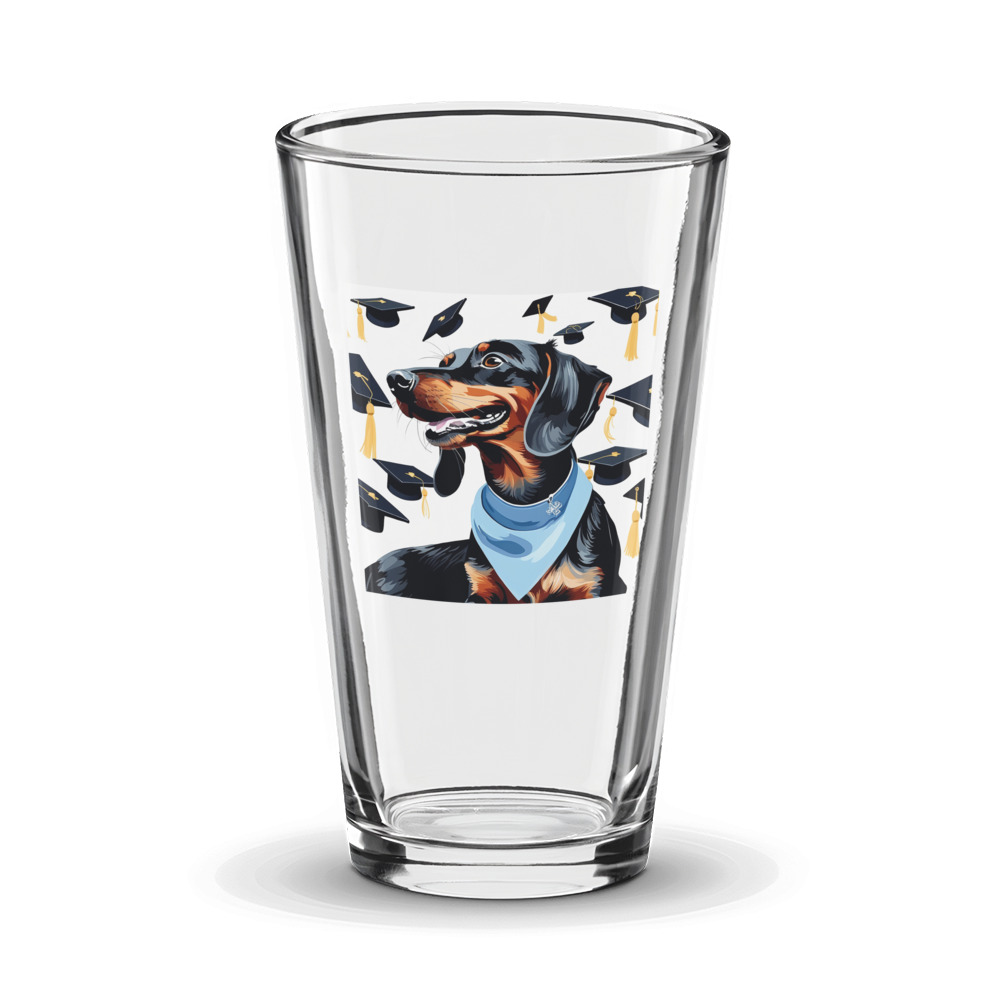 PugMug Custom Black Dachshund Glass Tumbler