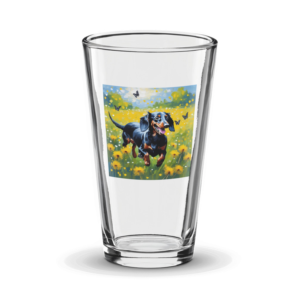 PugMug Custom Black Dachshund Glass Tumbler