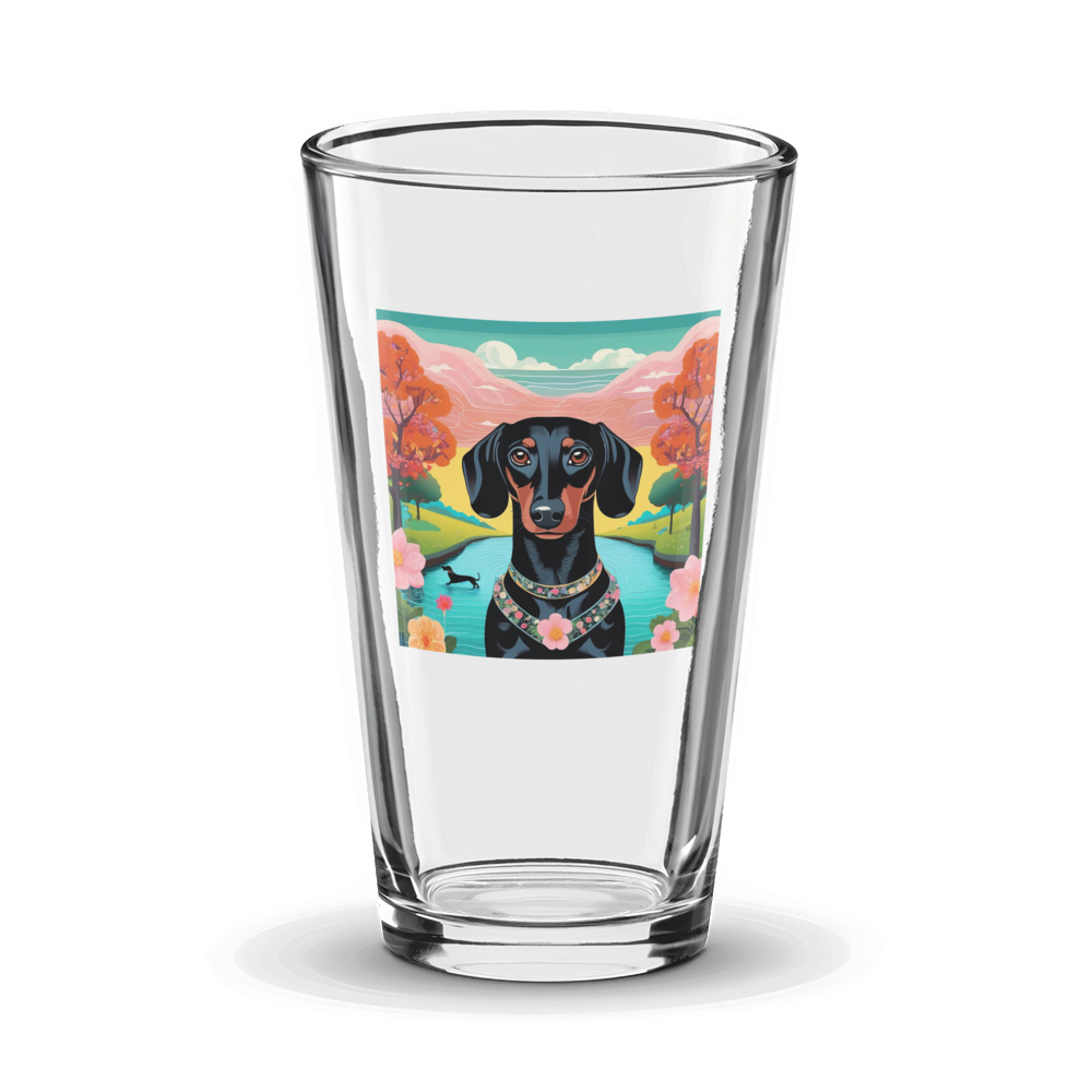 PugMug Custom Black Dachshund Glass Tumbler