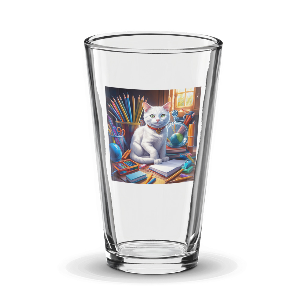 PugMug Custom White Companion Cat Glass Tumbler