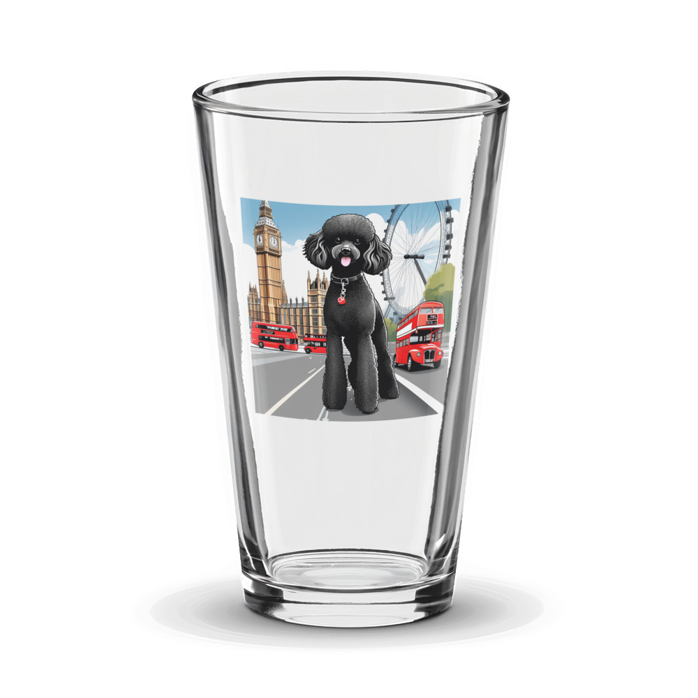 PugMug Custom Black Poodle Glass Tumbler