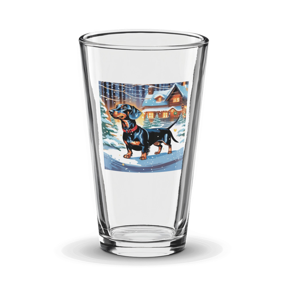 PugMug Custom Black Dachshund Glass Tumbler