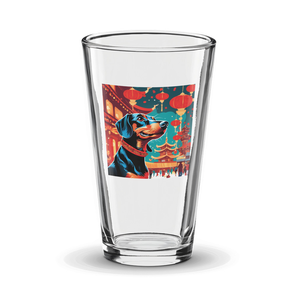 PugMug Custom Black Dachshund Glass Tumbler