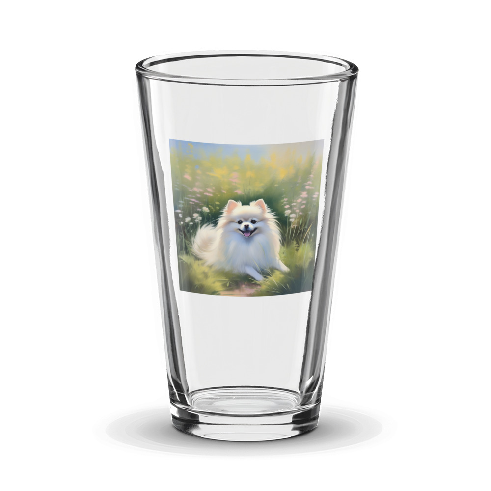 PugMug Custom White Pomeranian Glass Tumbler