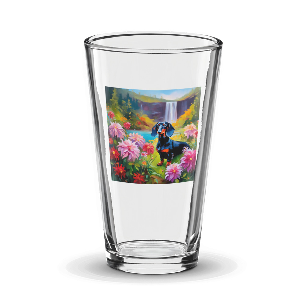 PugMug Custom Black Dachshund Glass Tumbler