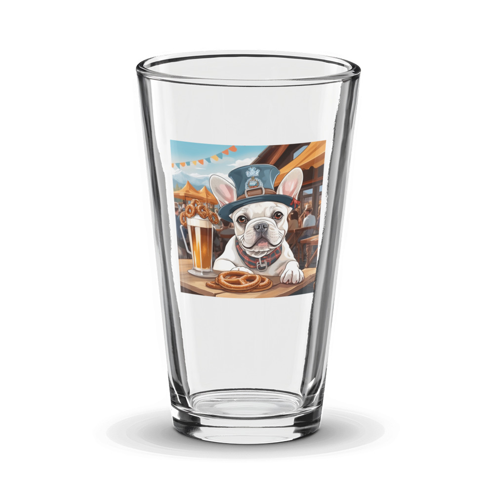 PugMug Custom White French Bulldog Glass Tumbler