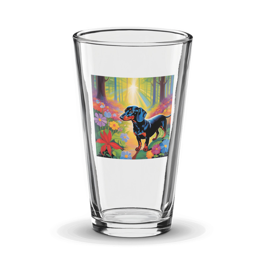 PugMug Custom Black Dachshund Glass Tumbler