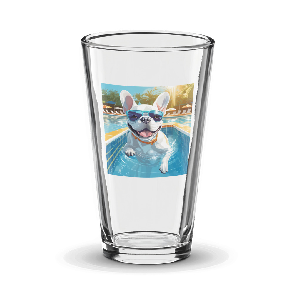 PugMug Custom White French Bulldog Glass Tumbler