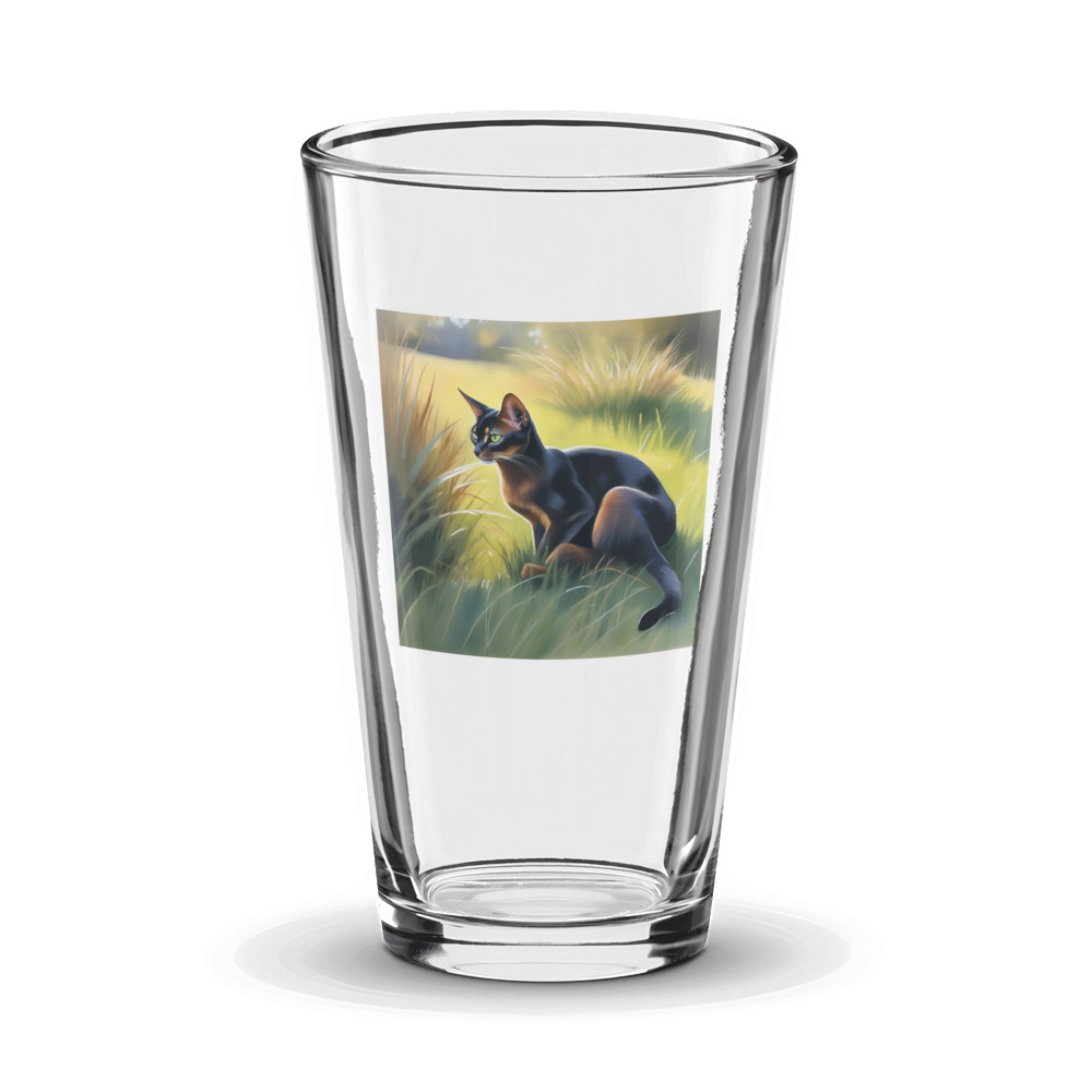 PugMug Custom Black Abyssinian Cat Glass Tumbler