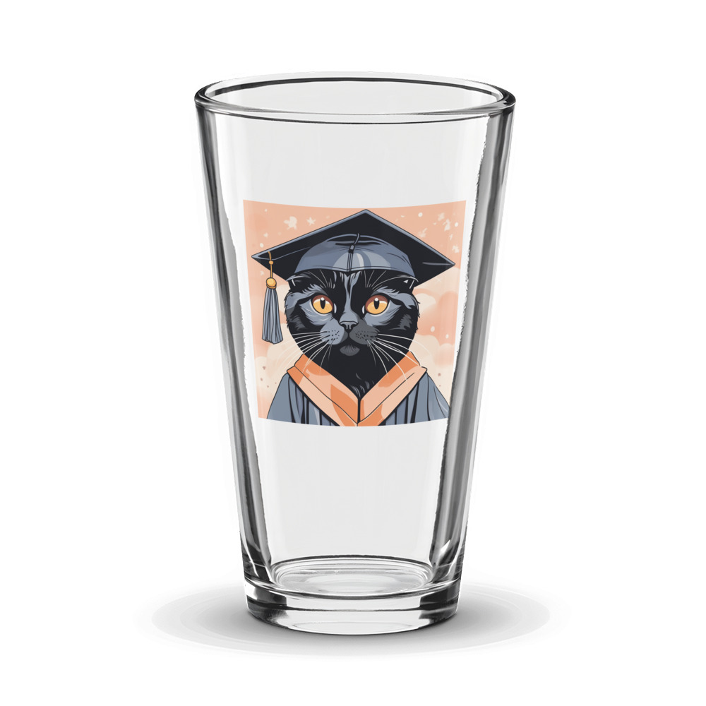 PugMug Custom Black Scottish Fold Cat Glass Tumbler