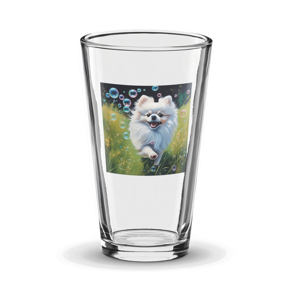 PugMug Custom White Pomeranian Glass Tumbler