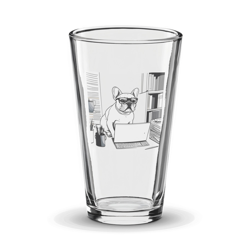 PugMug Custom White French Bulldog Glass Tumbler
