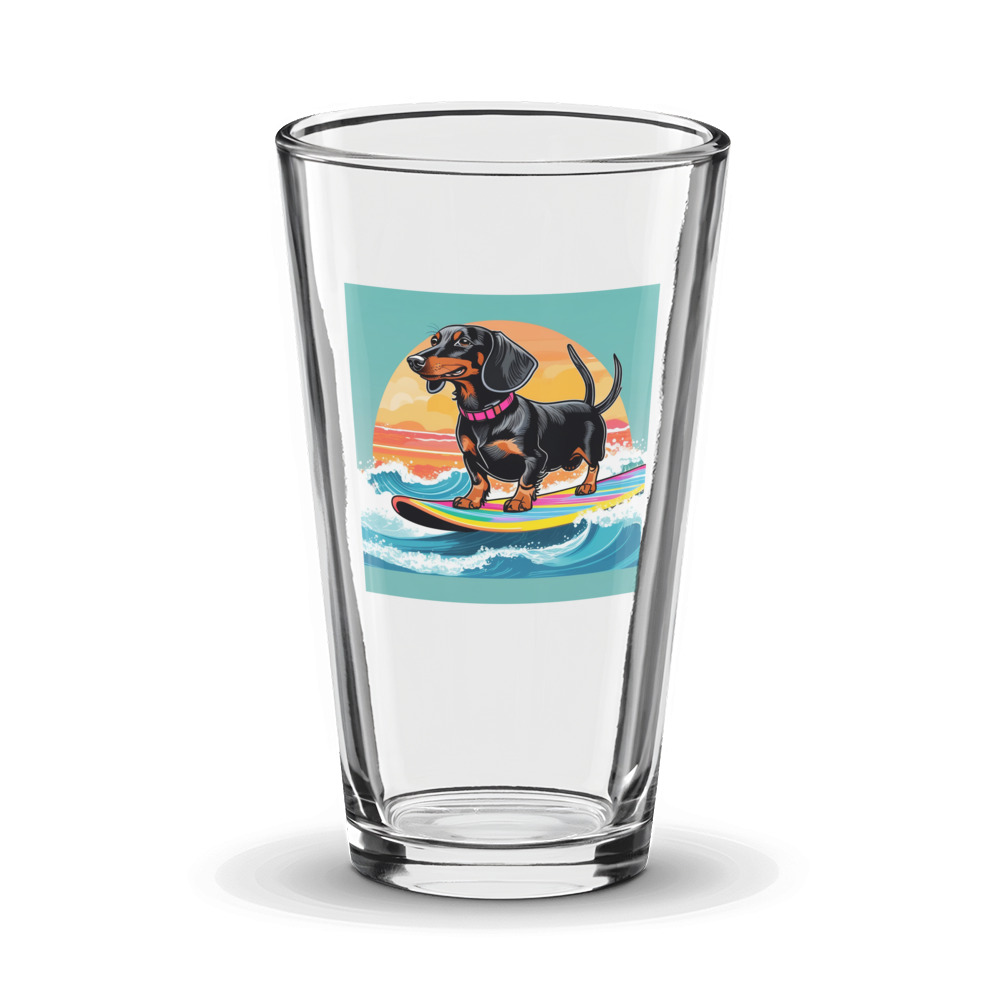 PugMug Custom Black Dachshund Glass Tumbler